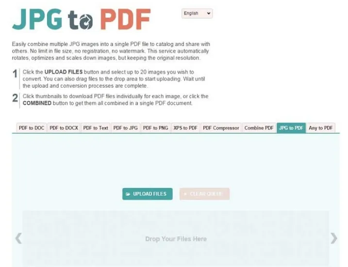 JPG2PDF many JPG to PDF Online