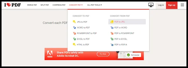 Select PDF to JPG