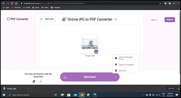 Convert JPG to PDF on Windows 7